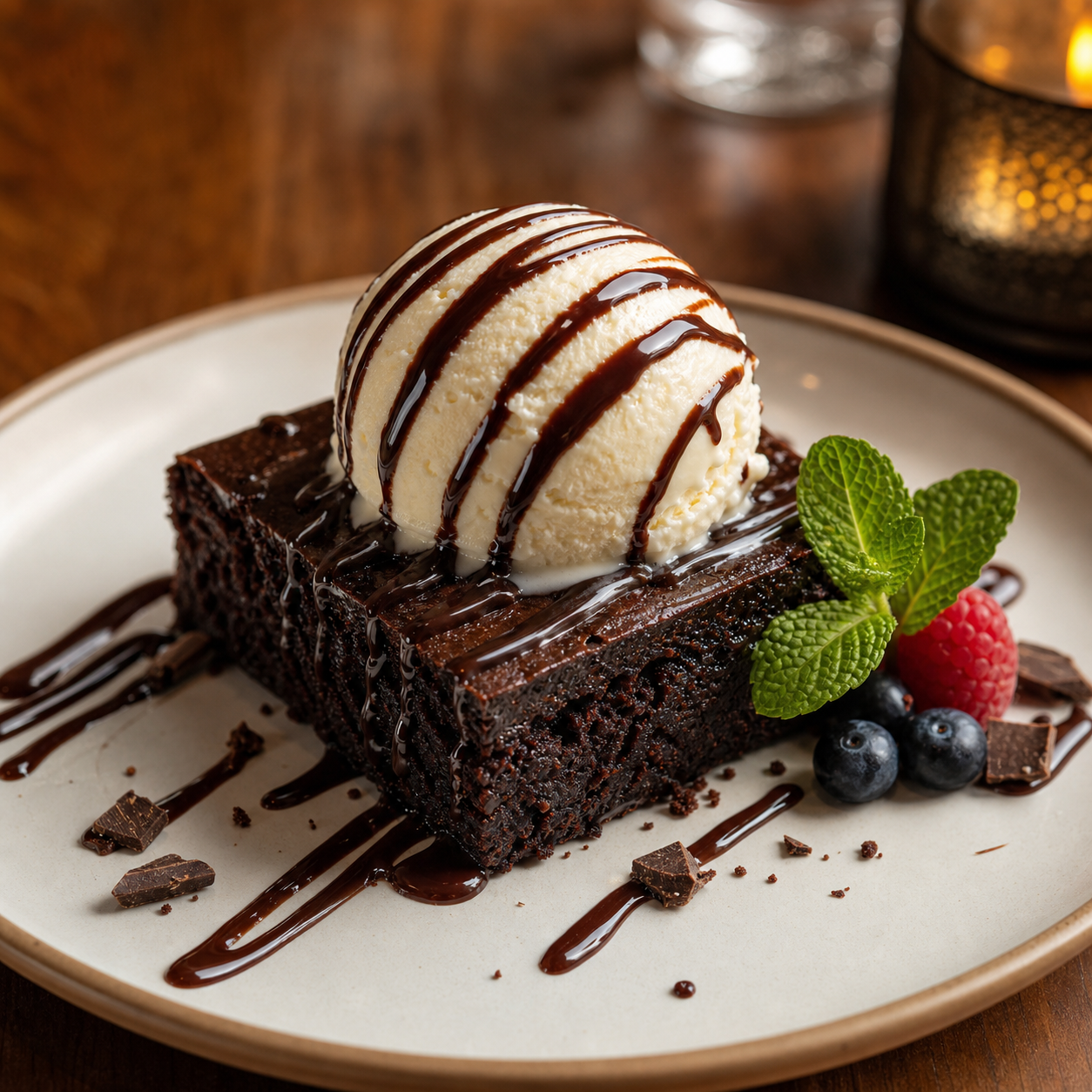 Fudgy Brownie with ice cream